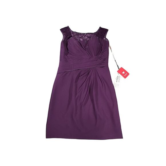 JJs House Cocktail Ruched Dress 12 Scoop A-line Knee Length Wedding Prom Formal - Picture 1 of 8